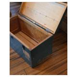 Green Painted Wooden Storage Chest