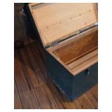 Green Painted Wooden Storage Chest