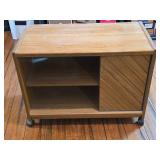 Oak Rolling Printer Stand with Storage Shelves