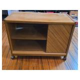 Oak Rolling Printer Stand with Storage Shelves