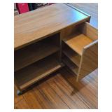 Oak Rolling Printer Stand with Storage Shelves