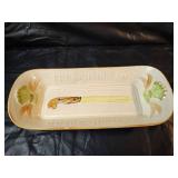 Pampered Chef Bread Loaf Pan and Ceramic French Bread Server