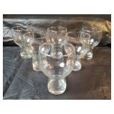 Glass Beverage Dispenser with Chalkboard Label and Six Clear Drink Glasses