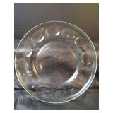 Clear Glass Scalloped Serving Platter with Starburst Design, Clear Glass Platter with Medallions and  Clear Glass Casserole Dish with Lid