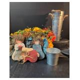 Rustic Fall Decor Set with Galvanized Buckets