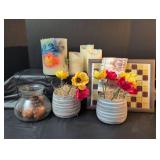 Decorative Glass Vase Set with Floral Candle Display