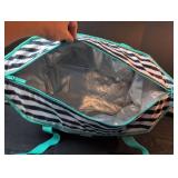 Thirty-One Zebra Print Storage Bag with Mint Trim