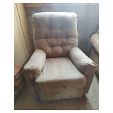 Beige Tufted Recliner Chair with Ottoman