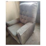 Beige Tufted Recliner Chair with Ottoman