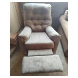 Beige Tufted Recliner Chair with Ottoman