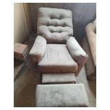 Beige Tufted Recliner Chair with Ottoman