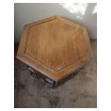 Mid-Century Hexagonal Pedestal Side Table