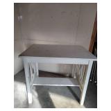 White Painted Wooden Table with Decorative Cutouts, 34 wide x 24 deep x 30 tall