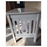 White Painted Wooden Table with Decorative Cutouts, 34 wide x 24 deep x 30 tall