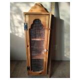 Wooden Display Cabinet with Wire Mesh Door, 41 tall x 5 deep x 11 wide