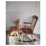 Wooden Chair Set - Eagle Design Rocking Chair and Side Chair