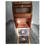 Wooden Roll Top Cabinet with Heart Panel Compartments, 15 wide x 34 tall x 11.5 deep