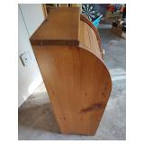 Wooden Roll Top Cabinet with Heart Panel Compartments, 15 wide x 34 tall x 11.5 deep