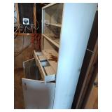 White Metal Display Cabinet with Storage, 36 wide x  66 tall x 14.5 deep