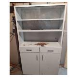 White Metal Display Cabinet with Storage, 36 wide x  66 tall x 14.5 deep