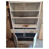 White Metal Display Cabinet with Storage, 36 wide x  66 tall x 14.5 deep