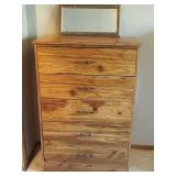 5-Drawer Dresser with Blue-Gold Frame Mirror, 30 wide x 45 tall x 15 deep