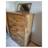 5-Drawer Dresser with Blue-Gold Frame Mirror, 30 wide x 45 tall x 15 deep