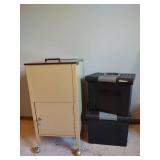 Metal File Cabinet with Lock Compartment on Wheels and Two Jumbo File 