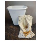 Plastic Laundry Baskets, Clothespin Bag and Wastebasket