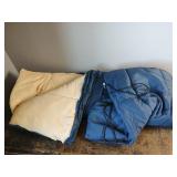 Adult Size Blue and Cream Sleeping Bag