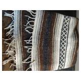 Mexican Falsa Throw Blanket with Geometric Pattern