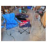 Folding Camp Chair and Table with Rolling Cart