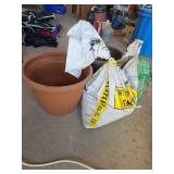 2 Large  Plastic Planters and Potting Soil