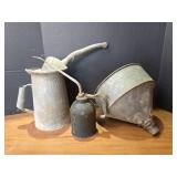 Galvanized Milk Strainer, 4 Qrt Oil Can With Flexible Spout and Smaller Can