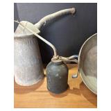 Galvanized Milk Strainer, 4 Qrt Oil Can With Flexible Spout and Smaller Can