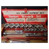 Six Point 21-Piece Socket Wrench Set with Metal Case