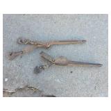 2 Heavy Steel Chain Binders- one needs repair