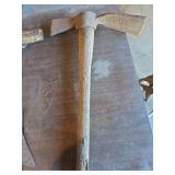 Hand Scythe Blade, Large Wrench, and Pick Axe