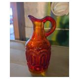 Amberina Glass Cruet with Paneled Design