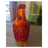 Amberina Glass Cruet with Paneled Design