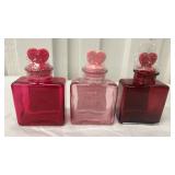 Love Potion Glass Bottle Set with Heart Stoppers 3 Colors 48 Count