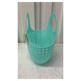 Turquoise Plastic Storage Basket with Handles