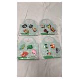 Decorative Kids Rubber Charms Set - Animals, Vehicles and Insects Set of 4 each 4 count