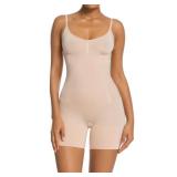 SHAPERX Bodysuit for Women Tummy Control Shapewear Mid-Thigh Seamless Full Body Shaper, SZ6224-Beige-L