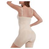 SHAPERX Bodysuit for Women Tummy Control Shapewear Mid-Thigh Seamless Full Body Shaper, SZ6224-Beige-L
