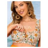 Zando Maternity Swimsuit Two Piece High Waist Button Down Maternity Swimwear Pregnancy Bathing Suits Maternity Swimsuits for Women Cross Orange Bikini Set XL