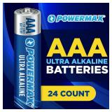 Powermax 24-Count Triple AAA Batteries, Ultra Long Lasting Alkaline Battery for Home and Office, 10-Year Shelf Life, Reclosable Packaging