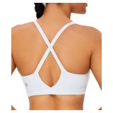 RUNNING GIRL Sports Bra for Women High Support, Molded Cup High Impact Sports Bras with Sewn in Pads Strappy Running Bra(2970 White XXL)