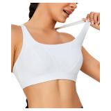 RUNNING GIRL Sports Bra for Women High Support, Molded Cup High Impact Sports Bras with Sewn in Pads Strappy Running Bra(2970 White XXL)