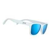 goodr Iced By Yetis Polarized Sunglasses, Medium Sized (OG), White Solid Frame with Blue Mirrored Reflective Lens, UV400 Protection, No Slip, No Bounce